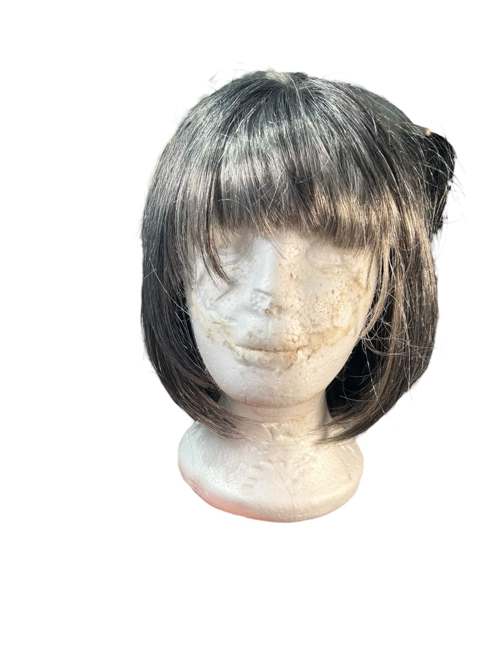 Fashion Short Bob Wig Gray Black Silver Bangs Synthetic Cosplay Wig